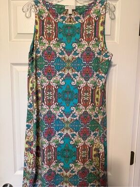 Charter Club Turquoise, Green & Pink Paisley Midi Dress